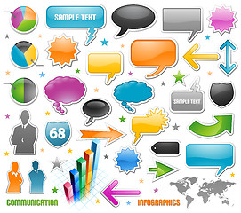 Image showing Infographic vector graphs and speech bubbles