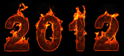 Image showing 2012 new year in flame