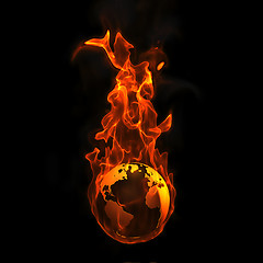 Image showing Earth on fire