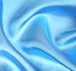 Image showing Smooth elegant blue silk as background