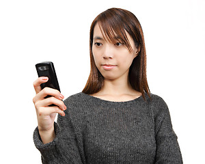 Image showing girl read sms on phone