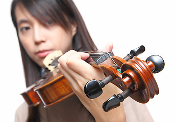 Image showing Young woman playing violin