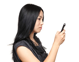 Image showing girl read sms on phone