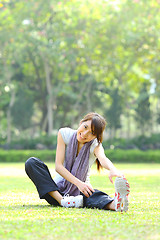 Image showing woman doing stretching exercise