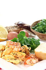 Image showing Scrambled egg with shrimp