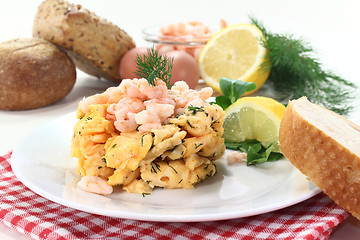 Image showing Scrambled egg with shrimp