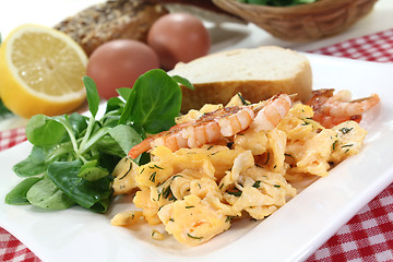 Image showing Scrambled egg with shrimp