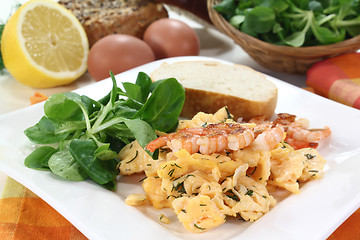 Image showing Scrambled egg with shrimp