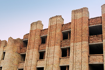 Image showing Collapsing unfinished brick building