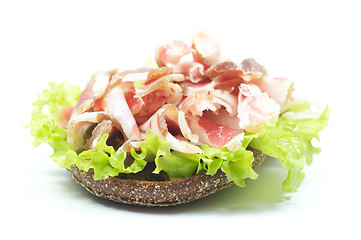 Image showing Sandwich with bacon and ham