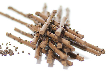 Image showing Chocolate sticks with chocolate granules