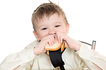 Image showing boy with sandwich