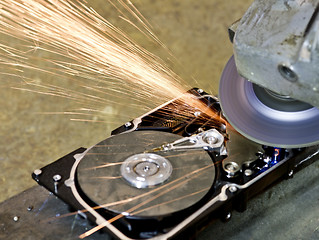 Image showing grinder working on open hard drive