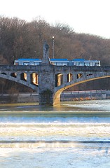 Image showing Munic tram over Isar river