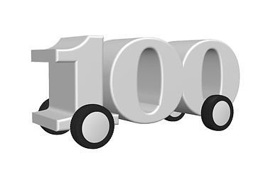 Image showing one hundred on the road