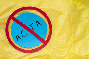Image showing ACTA conception text on yellow paper