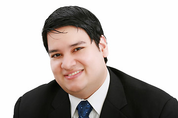 Image showing Close-up portrait of a handsome young business man on withe background