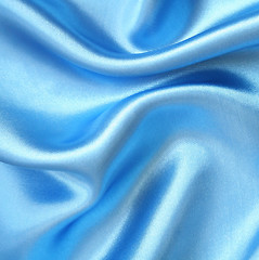 Image showing Smooth elegant blue silk as background