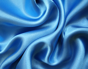 Image showing Smooth elegant blue silk as background