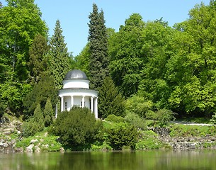 Image showing Ancient pavilion in a magnificent park scenery