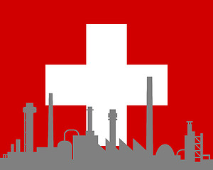 Image showing Industry and flag of Switzerland