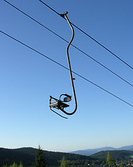 Image showing Chair-lift and the blue sky