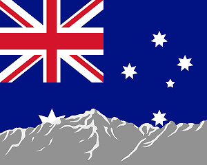 Image showing Mountains with flag of Australia