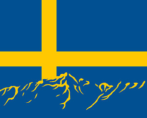 Image showing Mountains with flag of Sweden