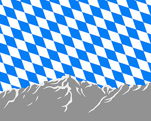 Image showing Mountains with flag of Bavaria