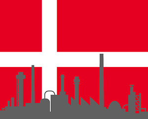 Image showing Industry and flag of Denmark