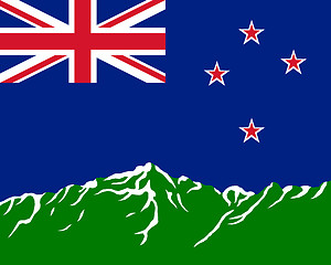 Image showing Mountains with flag of New Zealand