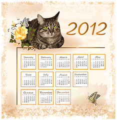 Image showing vintage calendar 2012 with cat