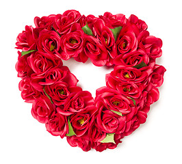 Image showing Heart Shaped Red Rose Arrangement on White