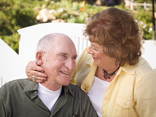 Image showing Senior Couple Kissing in the Park