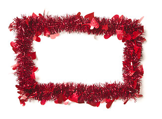 Image showing Red Tinsel with Hearts Border Frame