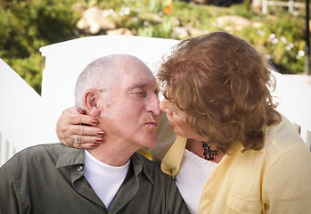 Image showing Senior Couple Kissing in the Park