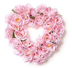 Image showing Heart Shaped Pink Rose Arrangement on White