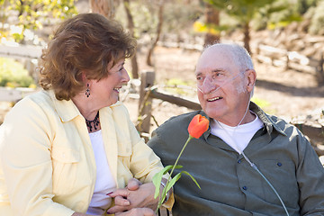 Image showing Senior Woman with Man Wearing Oxygen Tubes