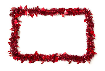 Image showing Red Tinsel with Hearts Border Frame
