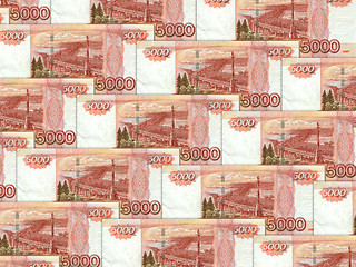 Image showing Background of money pile 5000 russian rouble