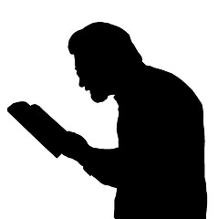 Image showing Nearsighted man reading from book