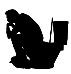 Image showing Thinking Man on Toilet Silhouette