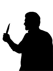 Image showing Silhouette of man Holding Knife