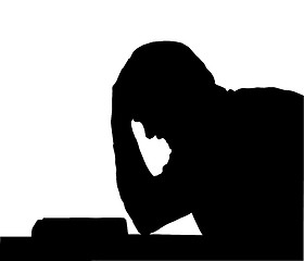 Image showing Silhouette of Frustrated Student 