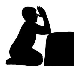 Image showing Child Pray next to Bed