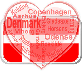 Image showing denmark in heart. Icon of denmark national flag. vector