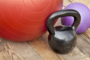 Image showing kettlebell and exercise balls