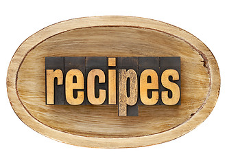 Image showing recipes word in wooden bowl