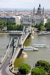 Image showing view of chain bridge in Budapest, Hungary