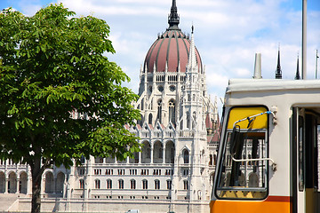 Image showing Tramway and parliament building in Budapest, Hungary